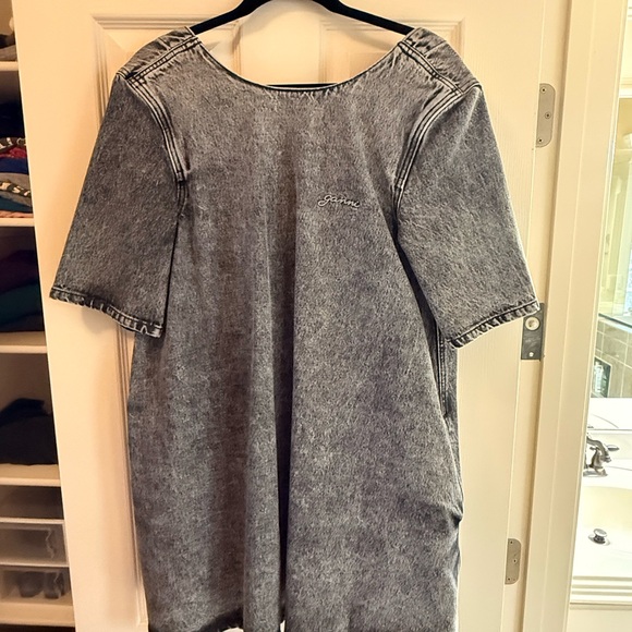 NWOT Ganni Dark Wash Scoop Back Denim Mini Dress - Picture 4 of 7